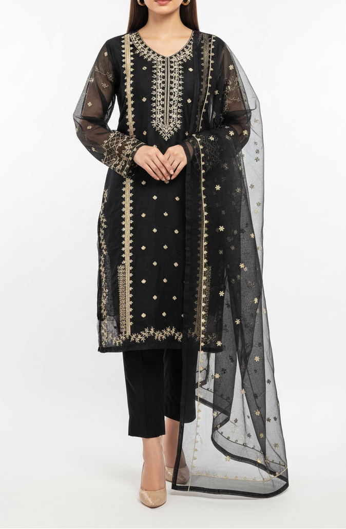 3Pcs Heavy Embroidered Suit