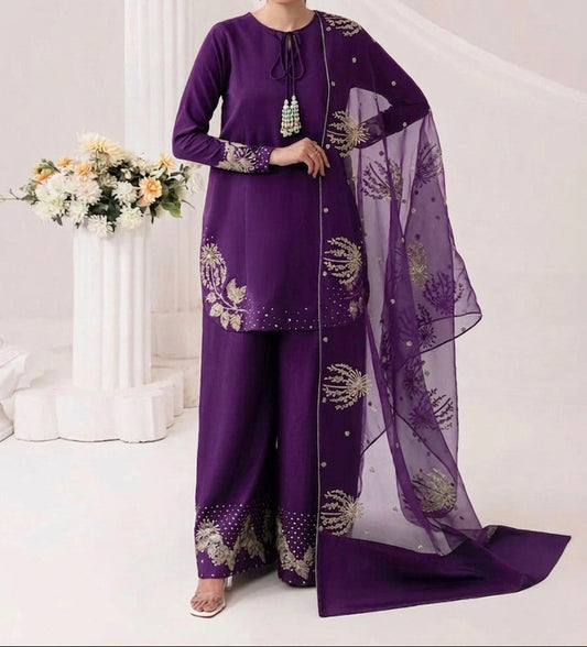 3 Piece Embroidered Suit