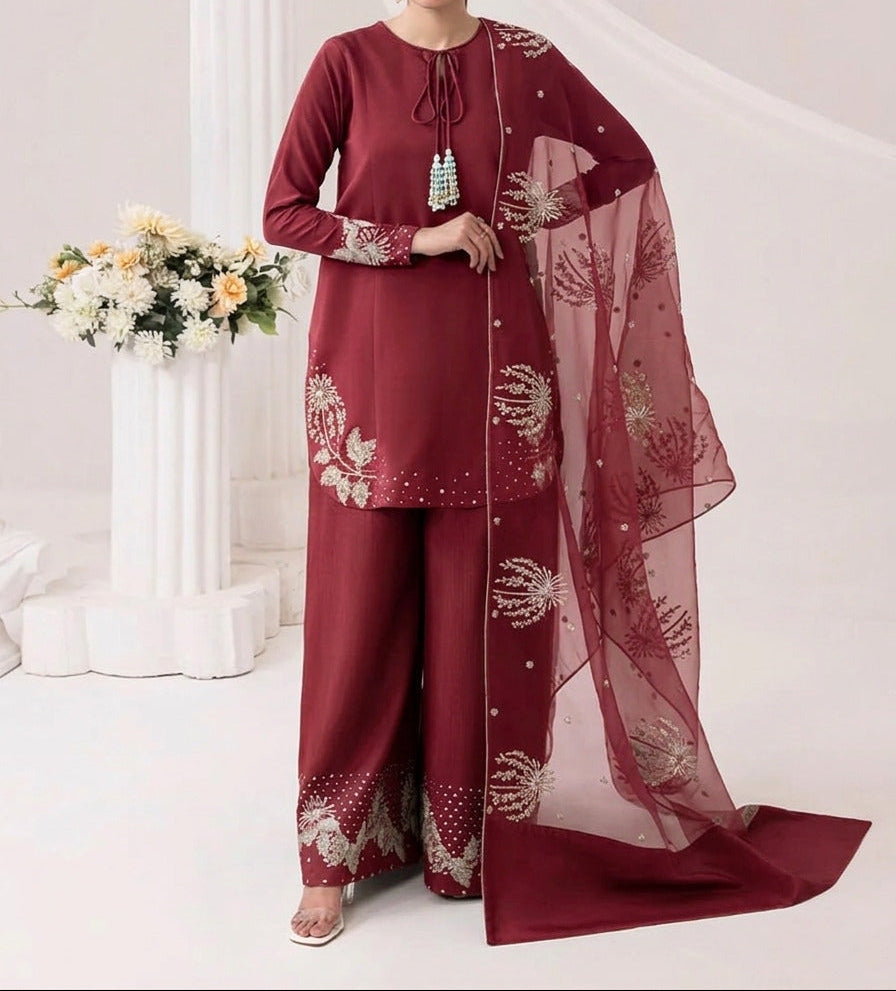 3 Piece Embroidered Suit