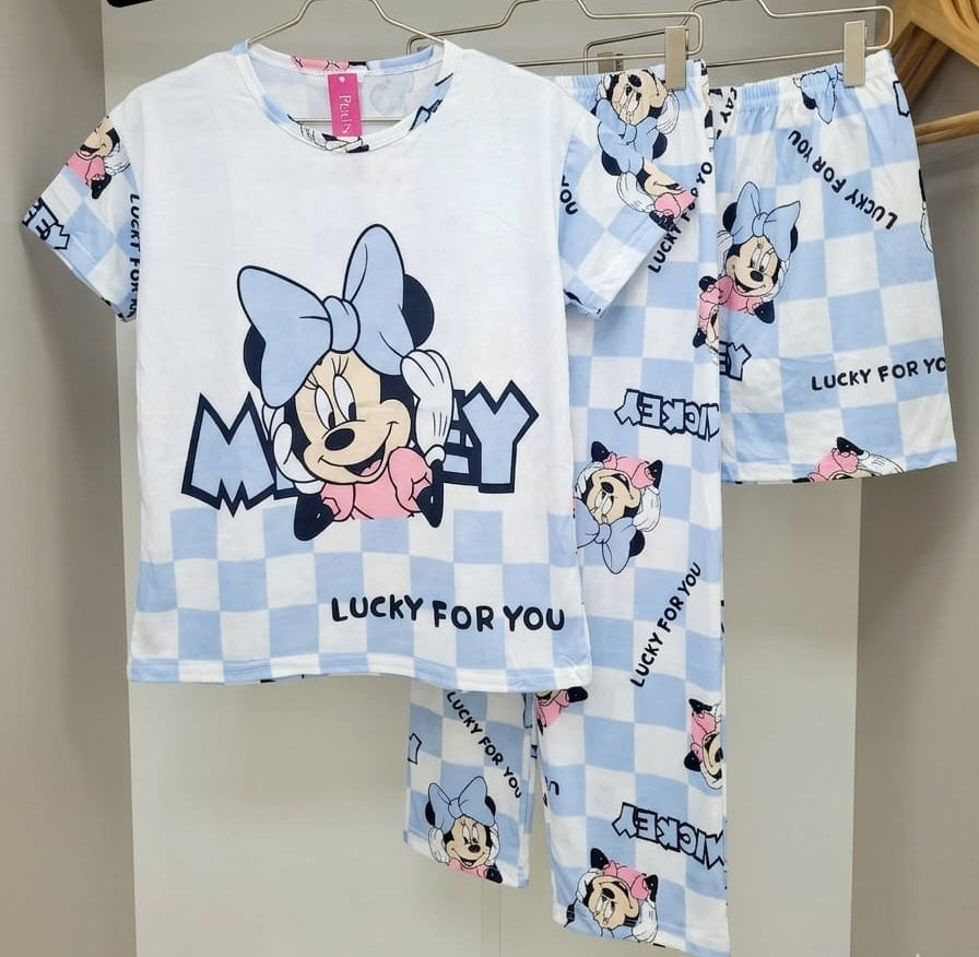 3 Piece Printed Night Suit Set