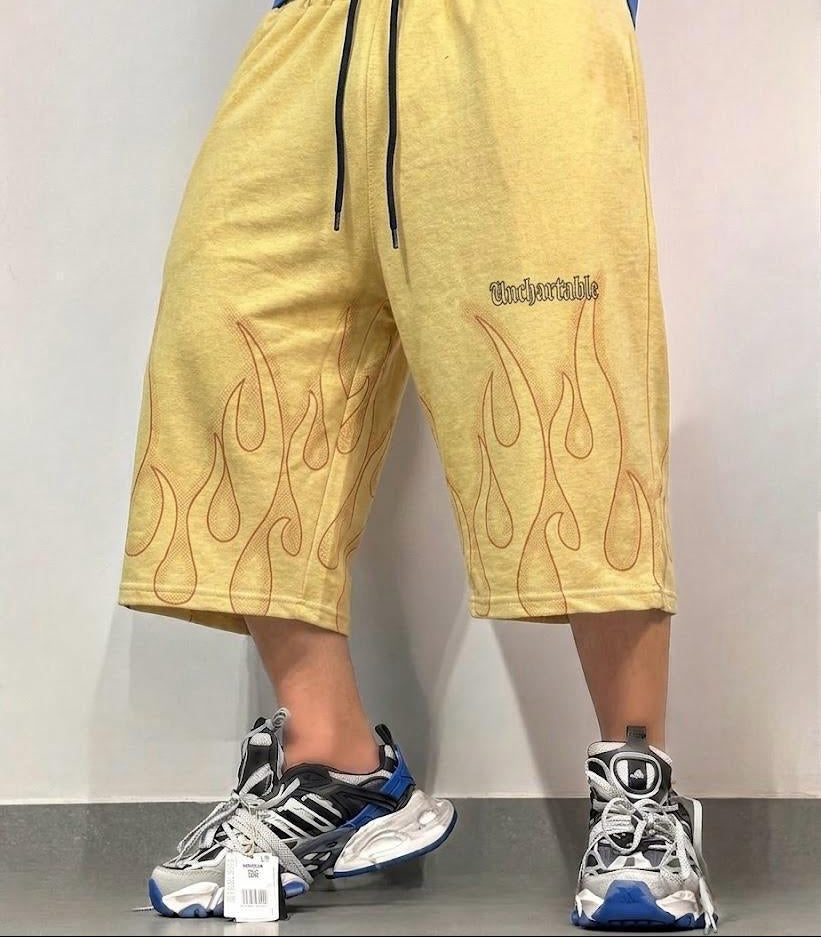 3 Quarter Fire Printed Baggy Short