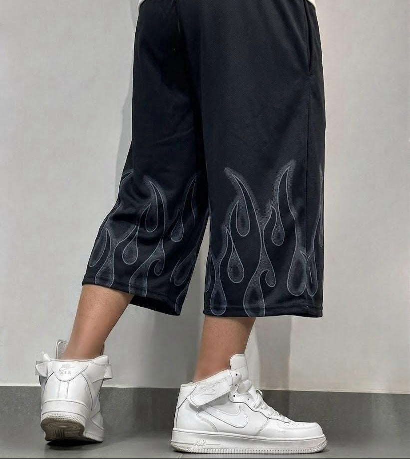 3 Quarter Fire Printed Baggy Short