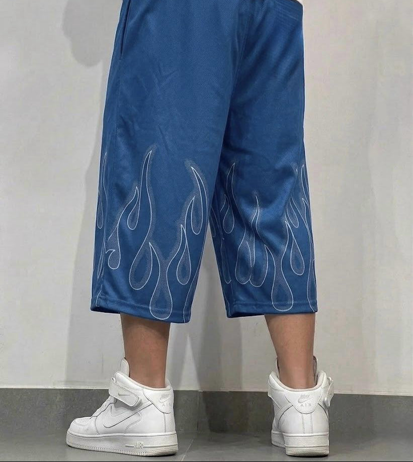 3 Quarter Fire Printed Baggy Short