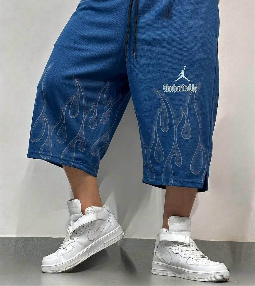 3 Quarter Fire Printed Baggy Short
