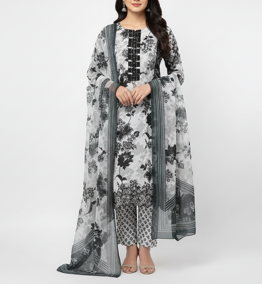 3 Pc Digital Printed Suit