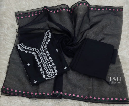 3 Pcs embriodered long shirt