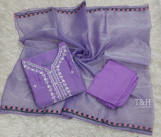 3 Pcs embriodered long shirt
