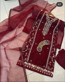 3 Pcs embriodered long shirt