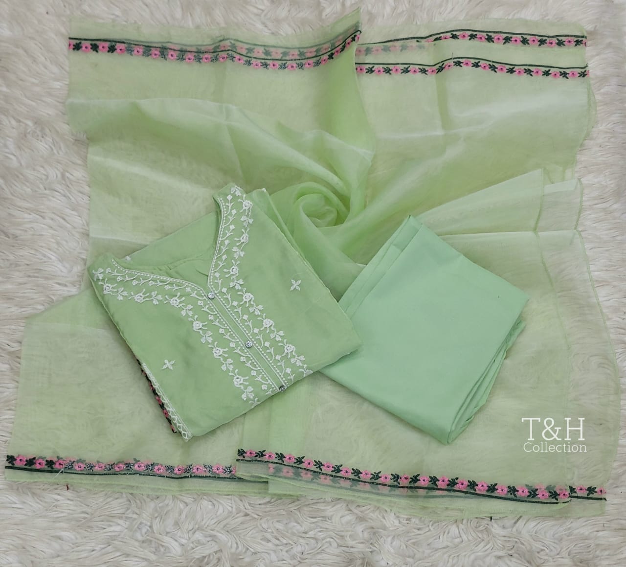 3 Pcs embriodered long shirt