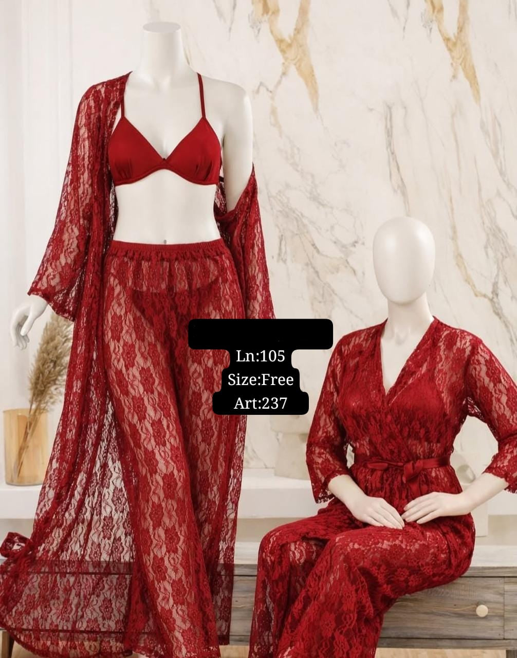 4 Piece Bridal Night Suit