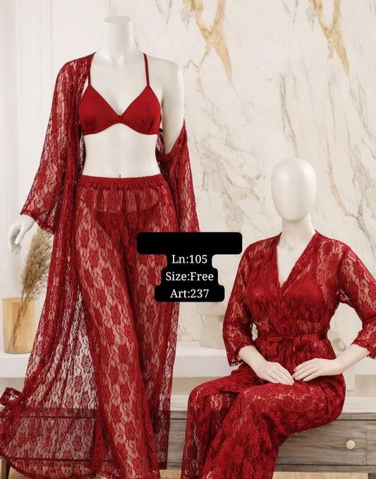 4 Piece Bridal Night Suit