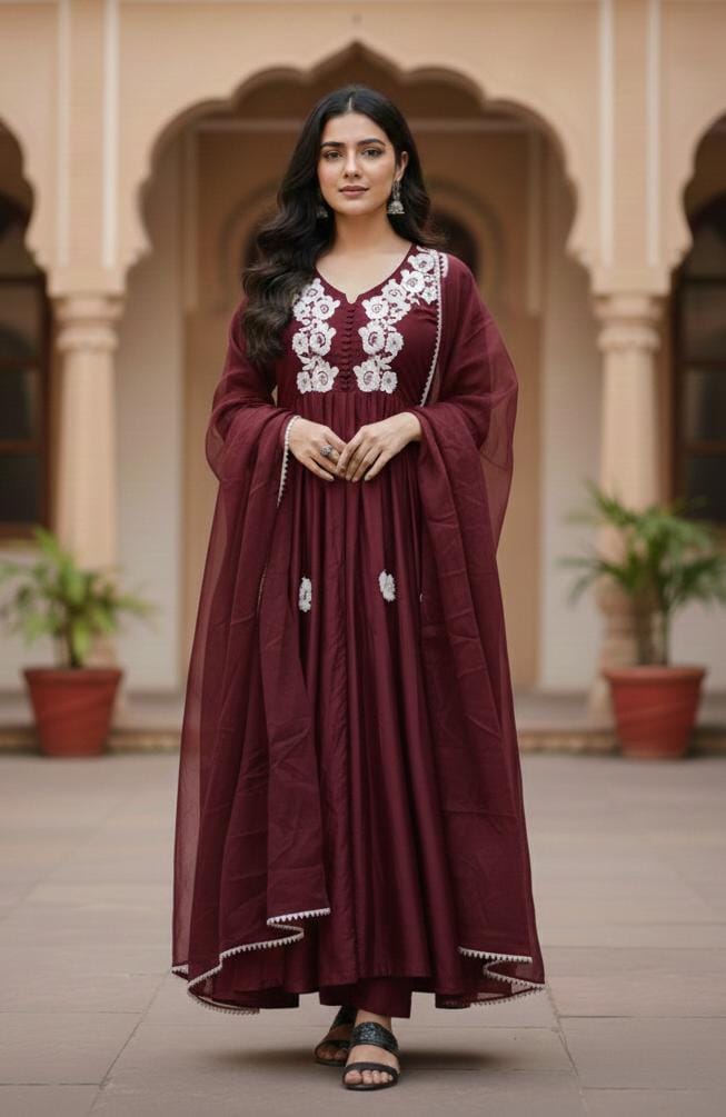 4 Side Lace Dupatta 3 Piece Set