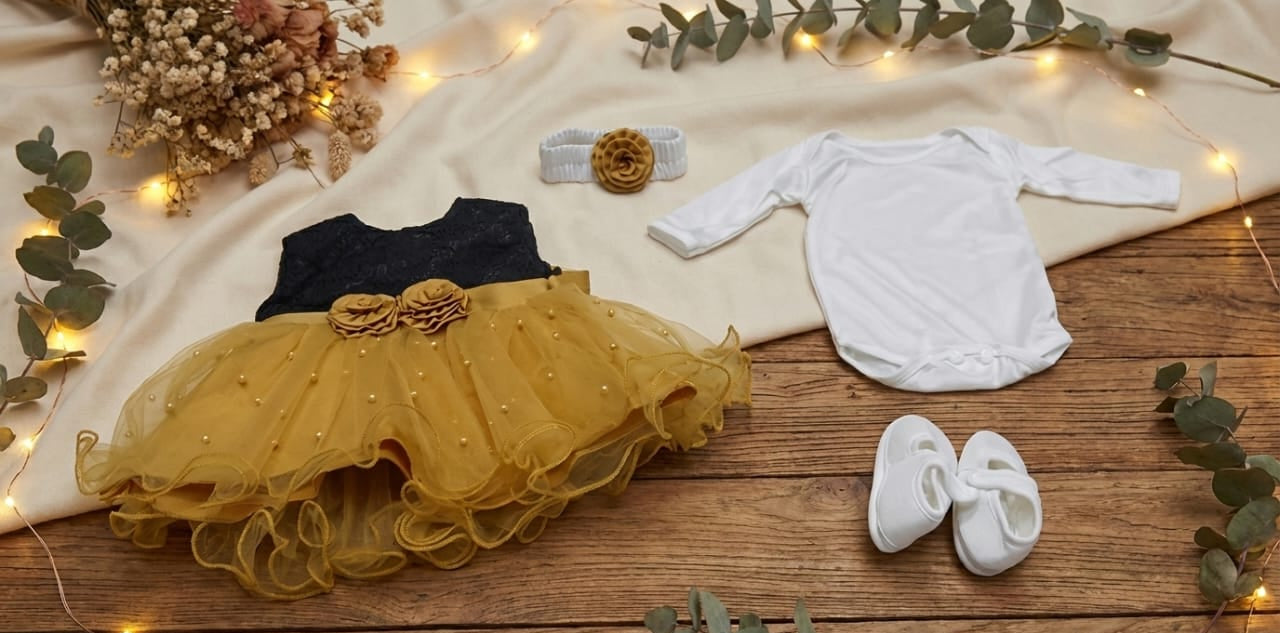 4pcs Newborn Fancy Frock Set