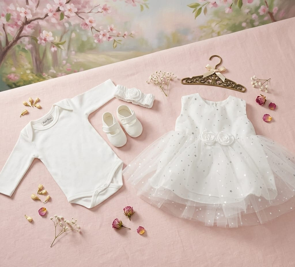 4pcs Newborn Fancy Frock Set