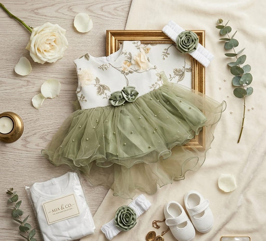 4pcs Newborn Fancy Frock Set
