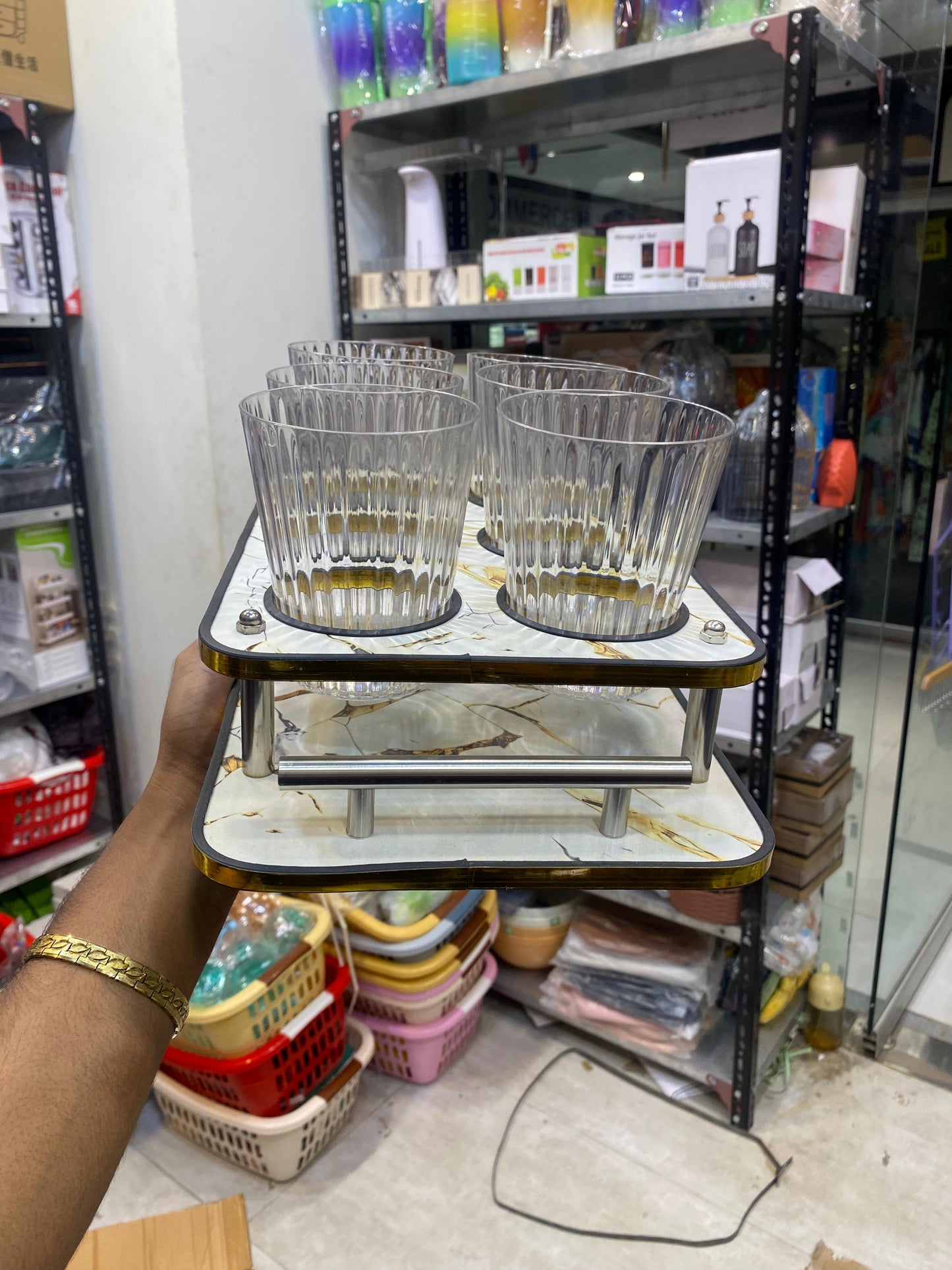 6-Hole Glass Serving Tray