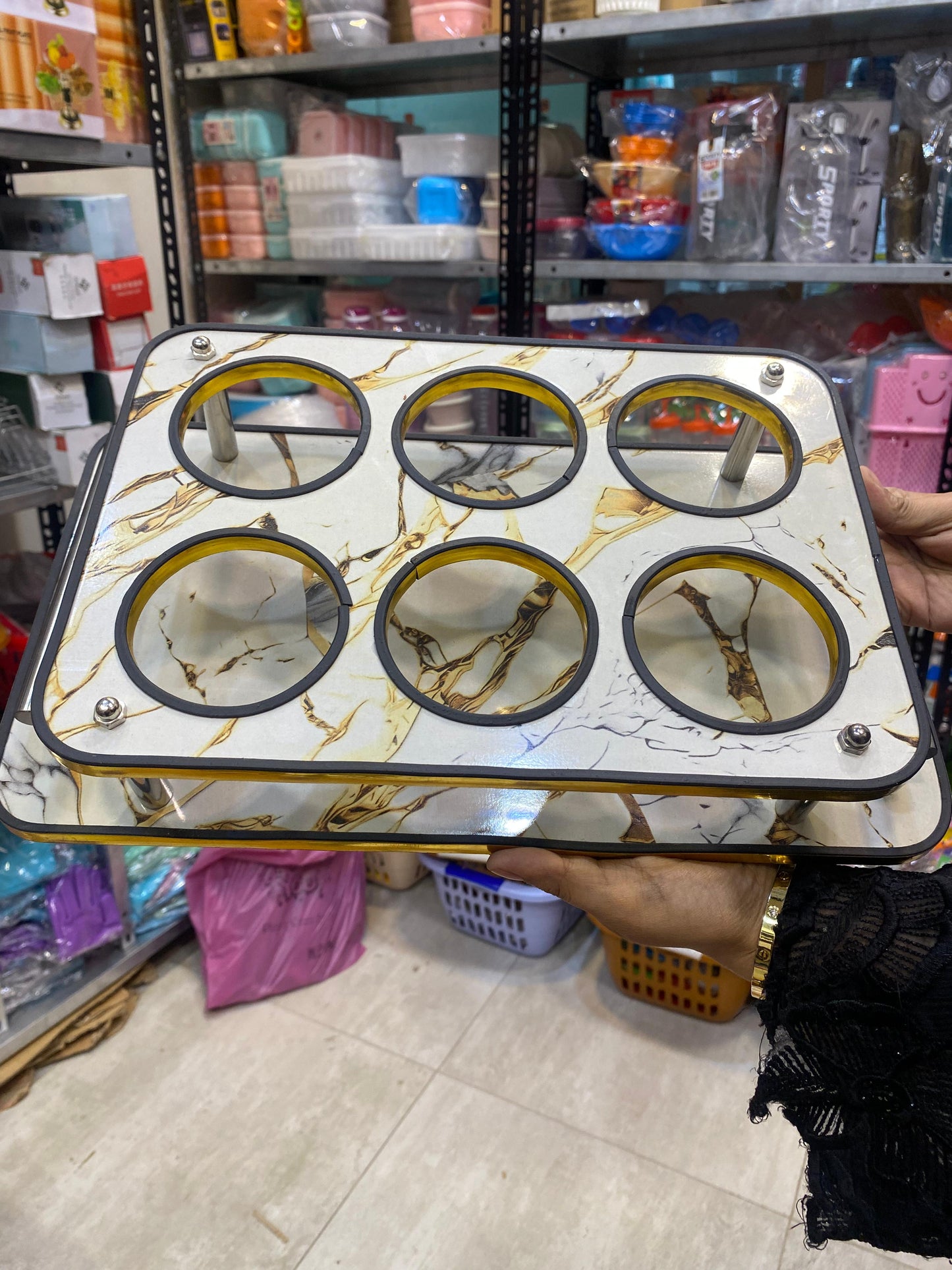 6-Hole Glass Serving Tray