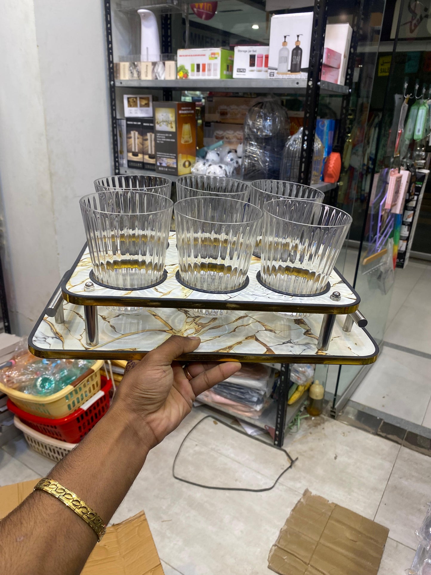 6-Hole Glass Serving Tray
