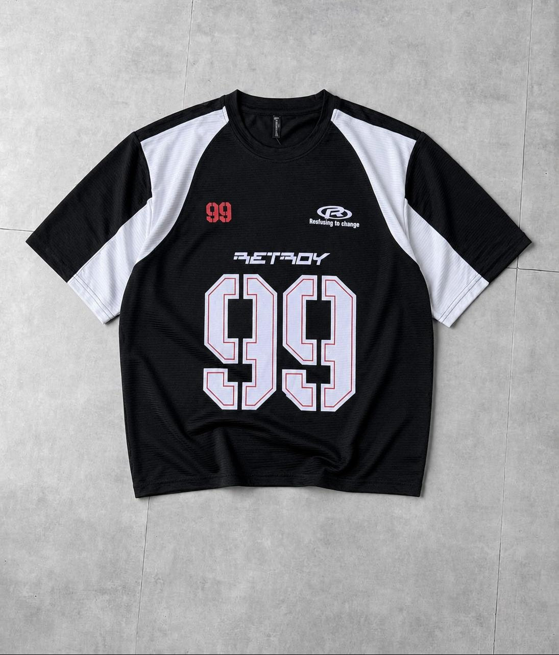 99 Printed Panel Drop Shoulder T-Shirt