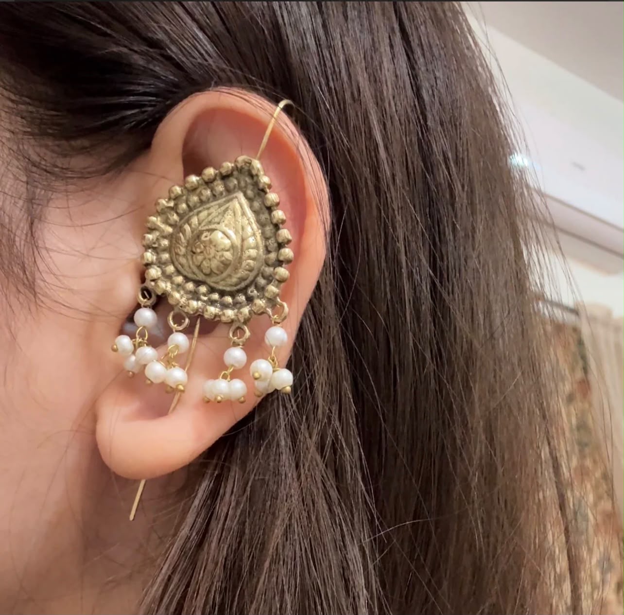 Antique Pearl Needle Earring