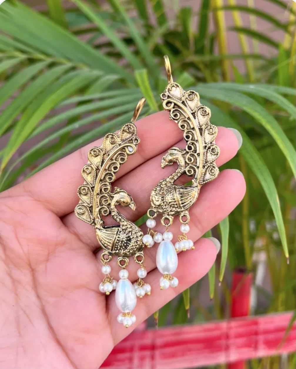 Antique Pearl Peacock Earrings