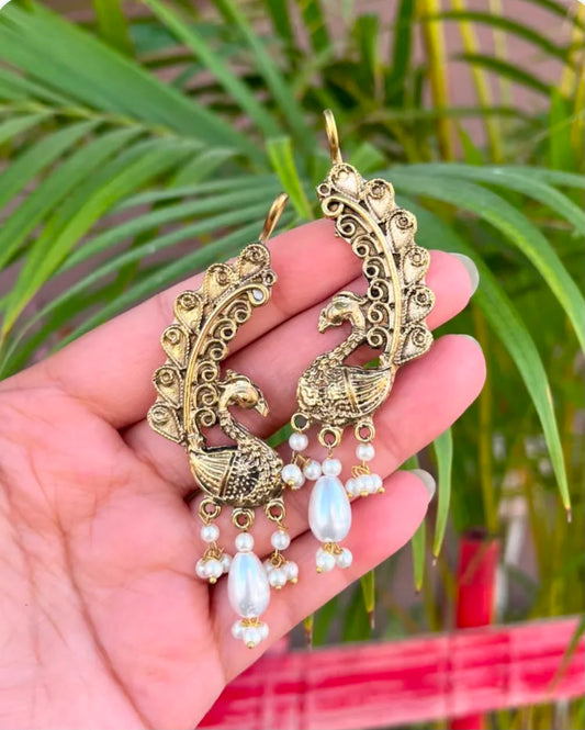Antique Pearl Peacock Earrings