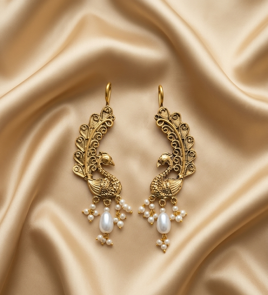 Antique Pearl Peacock Earrings