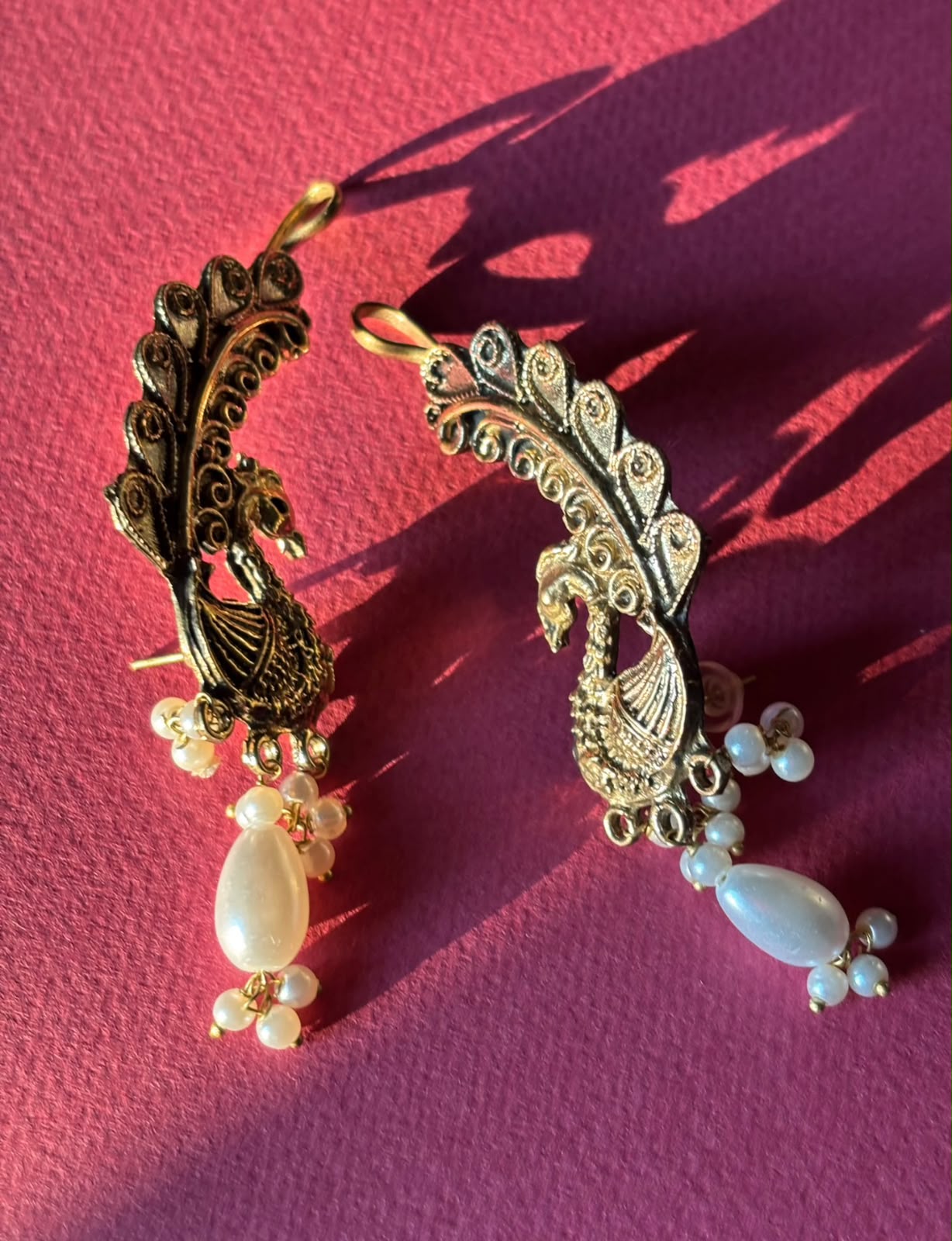 Antique Pearl Peacock Earrings