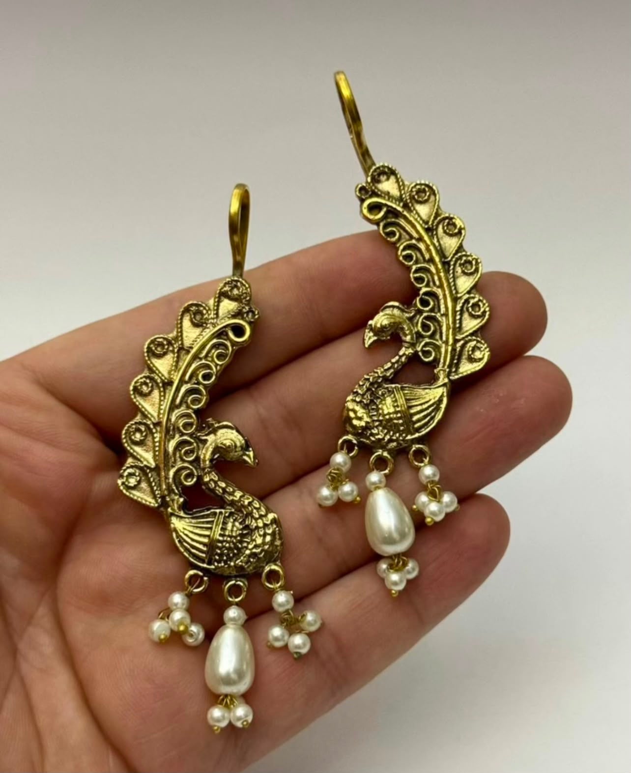 Antique Pearl Peacock Earrings