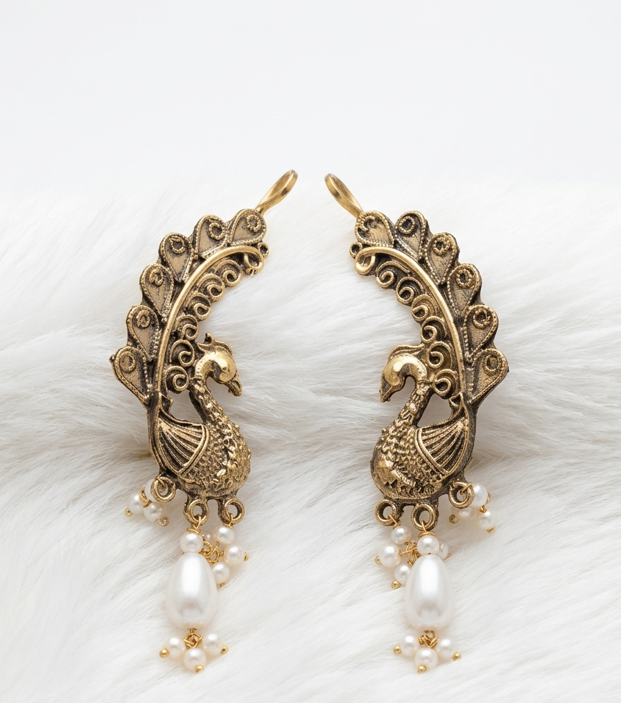 Antique Pearl Peacock Earrings