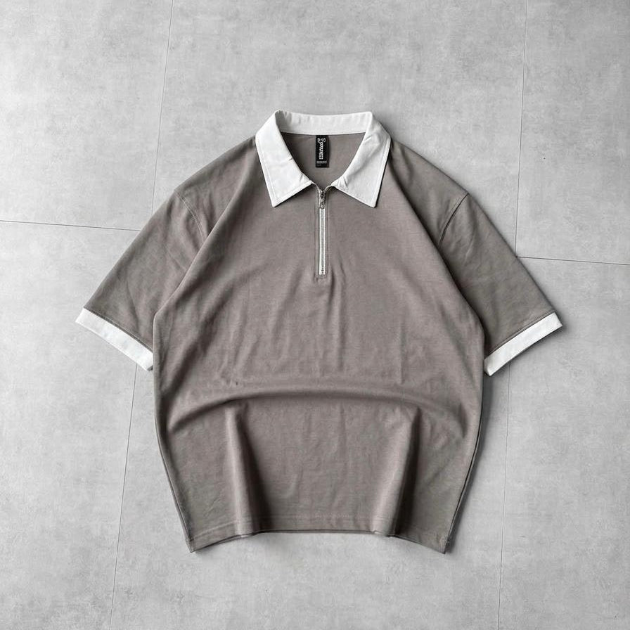 Back Printed Zip Polo Dropshoulder