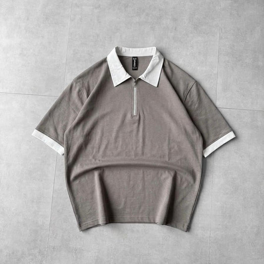 Back Printed Zip Polo Dropshoulder