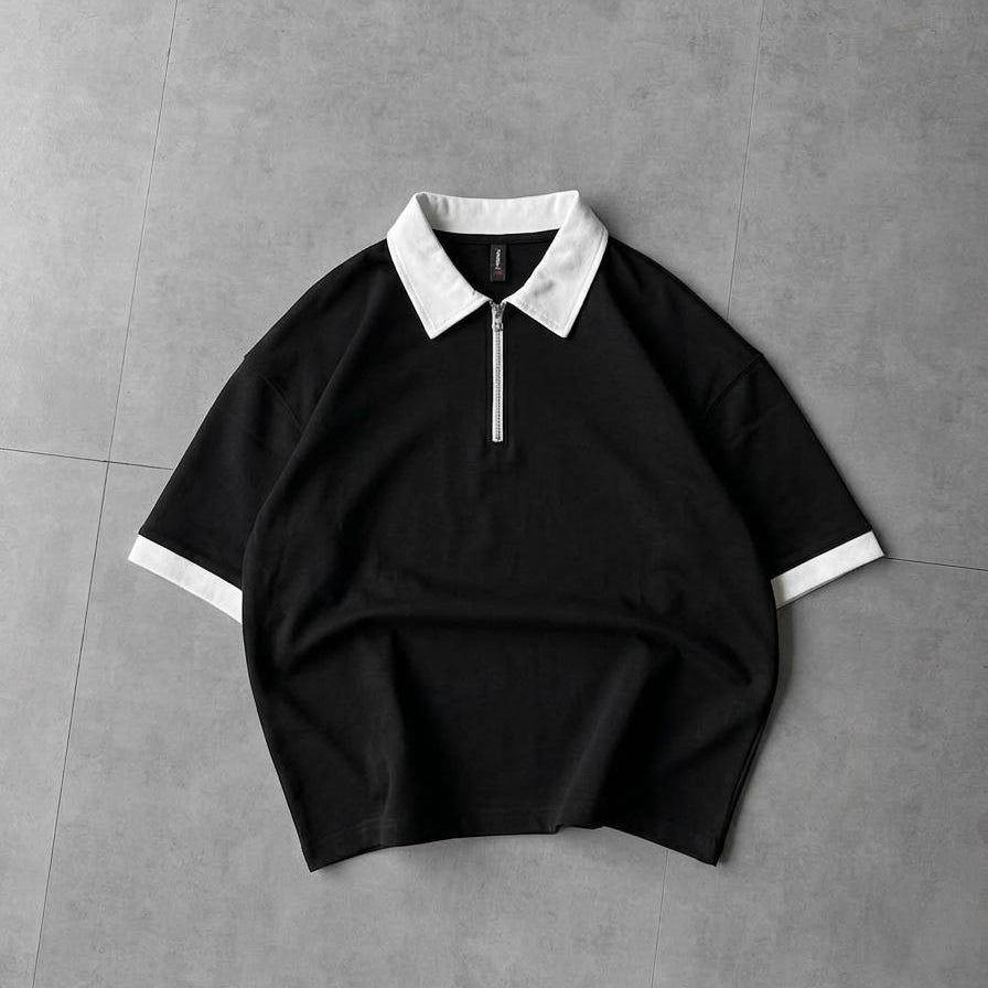 Back Printed Zip Polo Dropshoulder