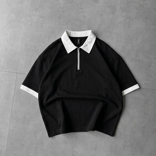 Back Printed Zip Polo Dropshoulder