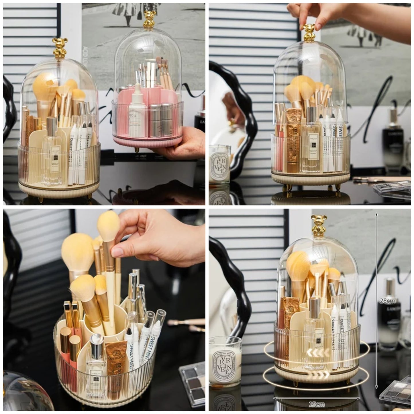 Bear-Top Rotating Cosmetic Organiser