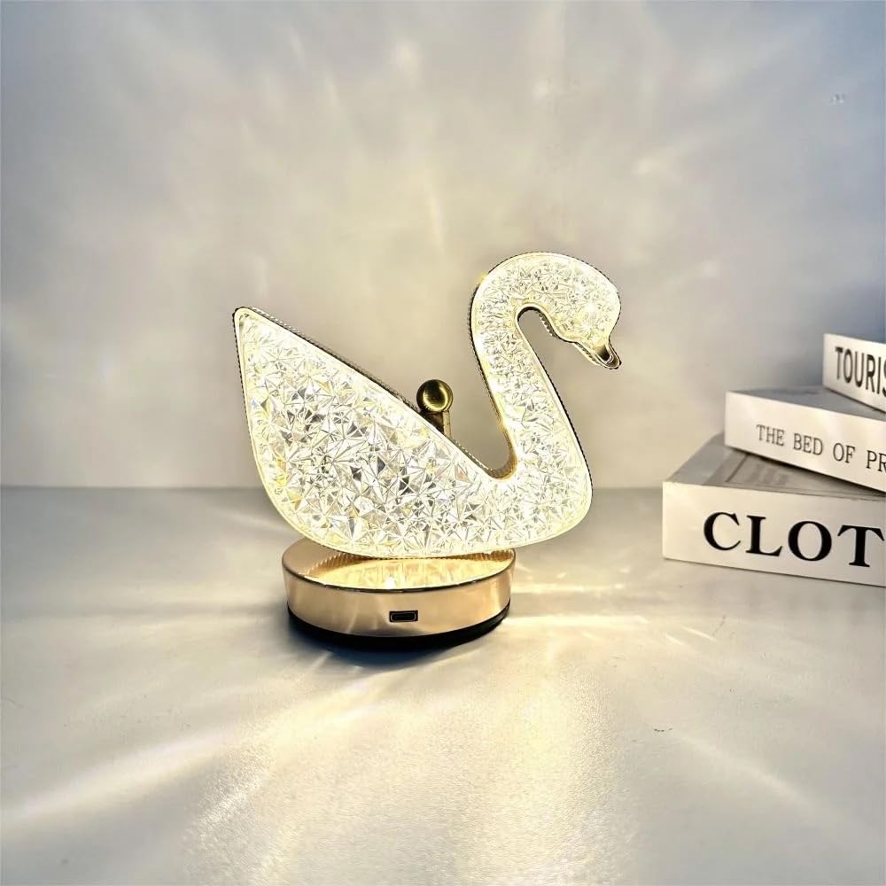 Crystal Swan Table Lamp