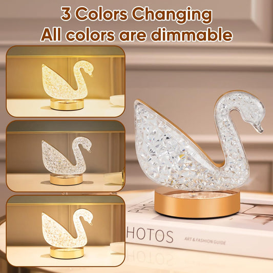 Crystal Swan Table Lamp