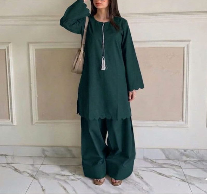 Cutwork Kurti with Farshi Shalwar