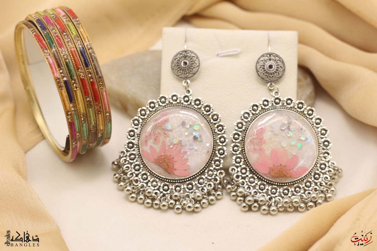 Earrings with Coated Bangles