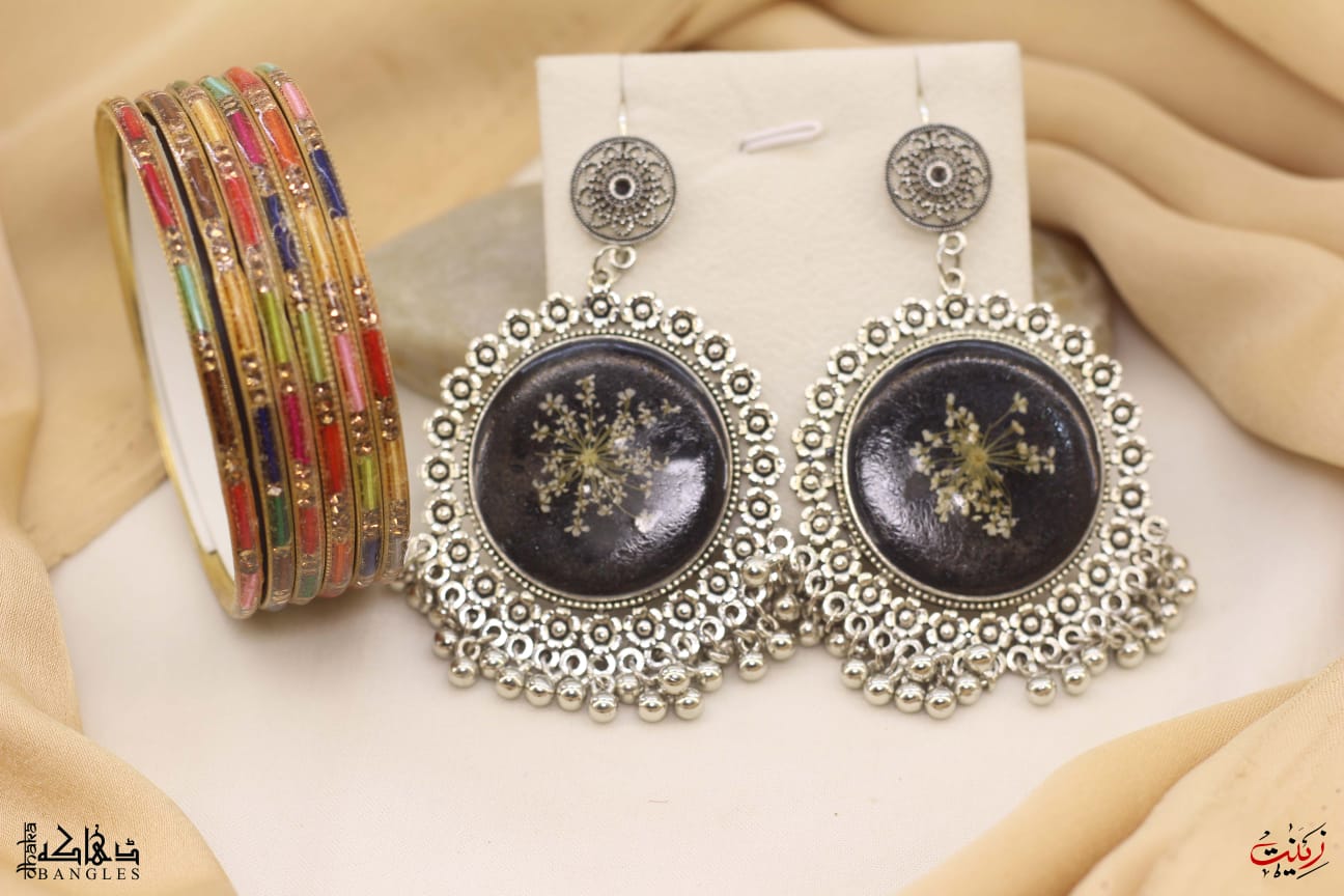 Earrings with Coated Bangles