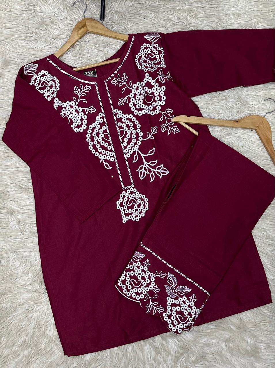 2 Pcs Embriodered Suit