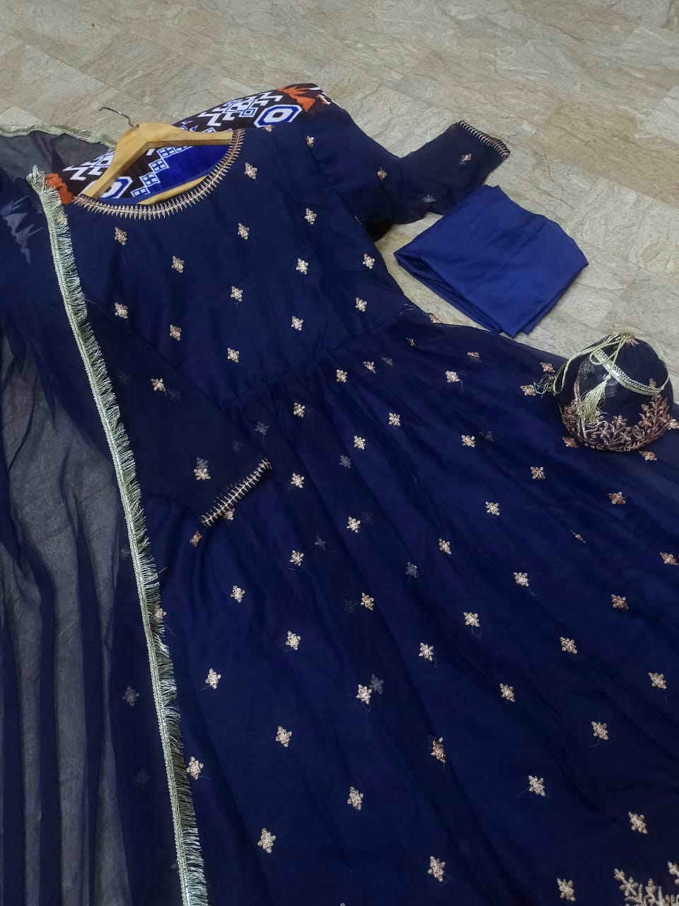 Embroidered Maxi With Potli