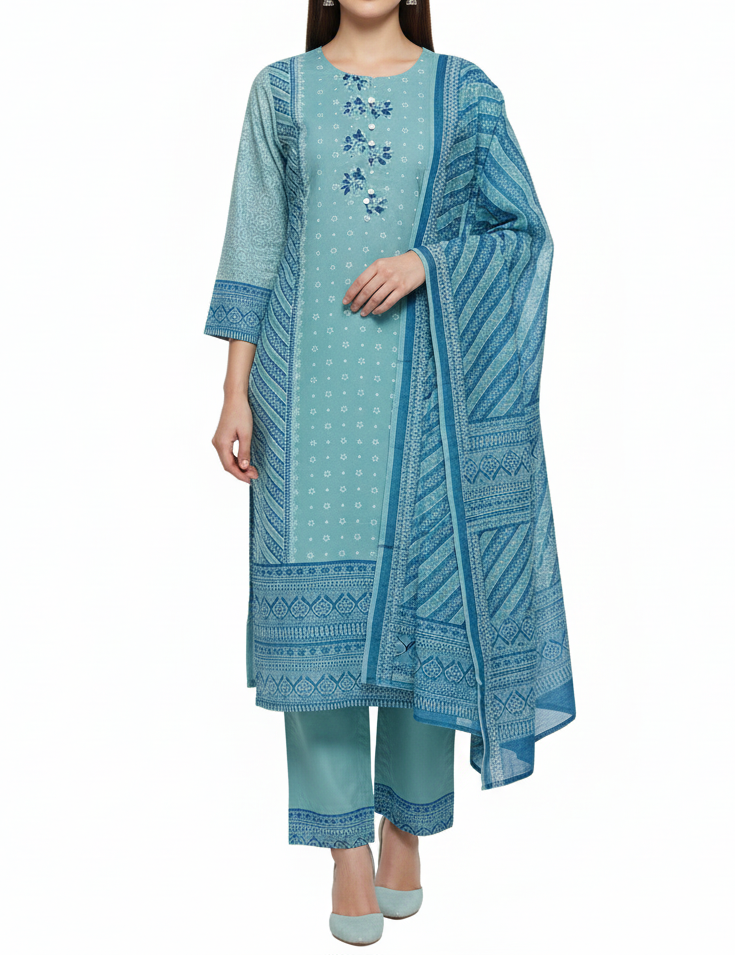 Embroidery 3pcs Suit