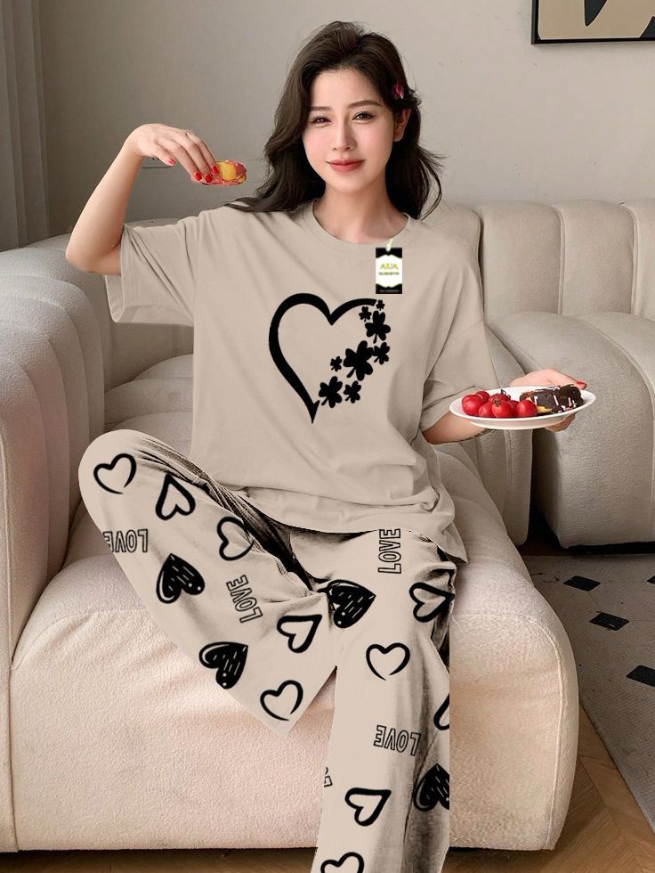 Night Suit with Printed Trouser