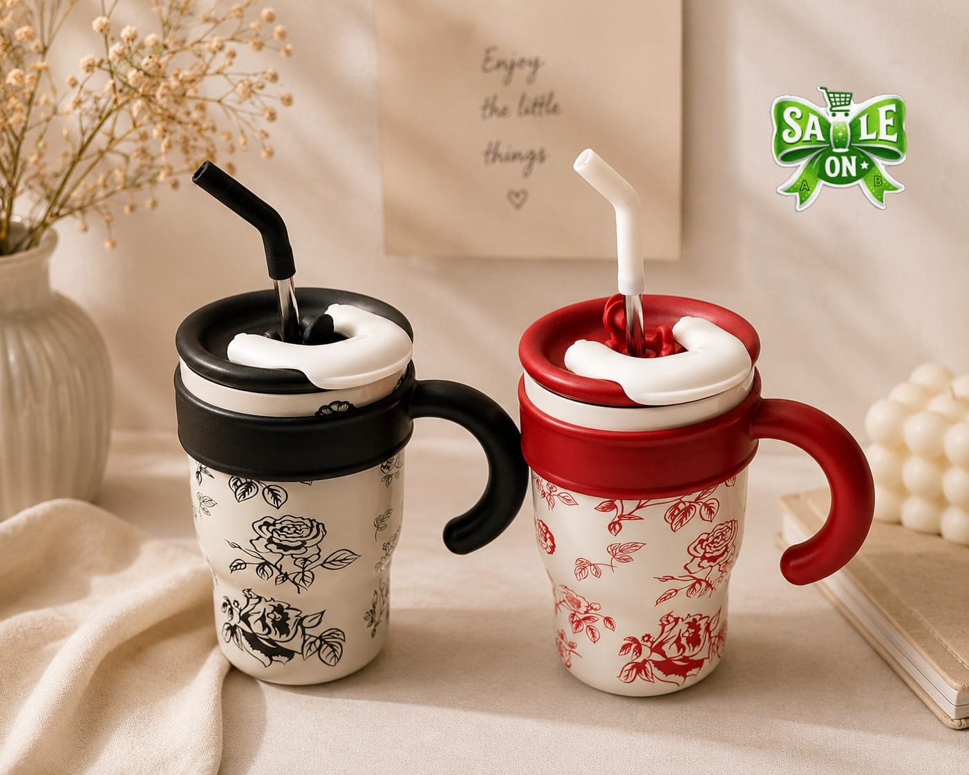 Flower Printed Stainless Steel Tumbler