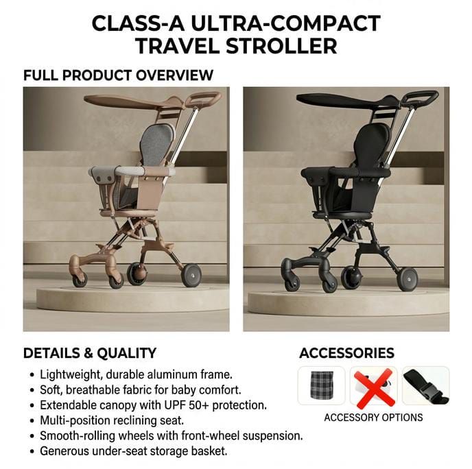 Foldable Baby Stroller with Seat Cover