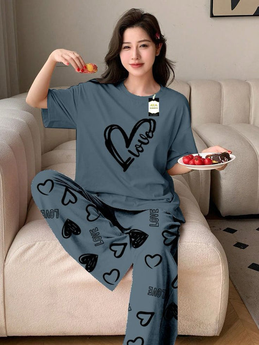 Night Suit with Printed Trouser