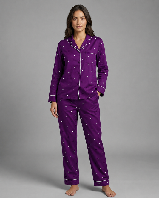 Heart Print Night Suit