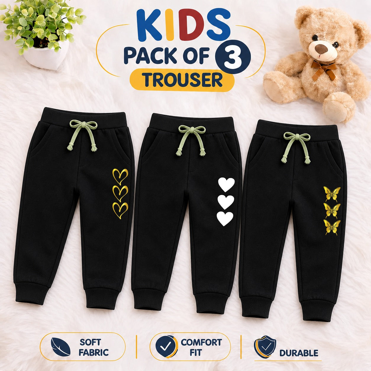 Kids Pack Of 3 Trouser