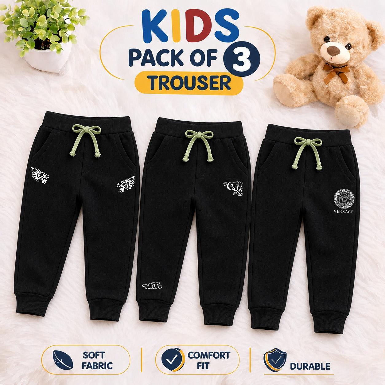 Kids Pack Of 3 Trouser